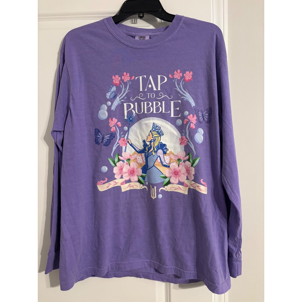 Comfort Colors Wicked Glinda Tee Womens L Purple Excellent Long Sleeve Graphic